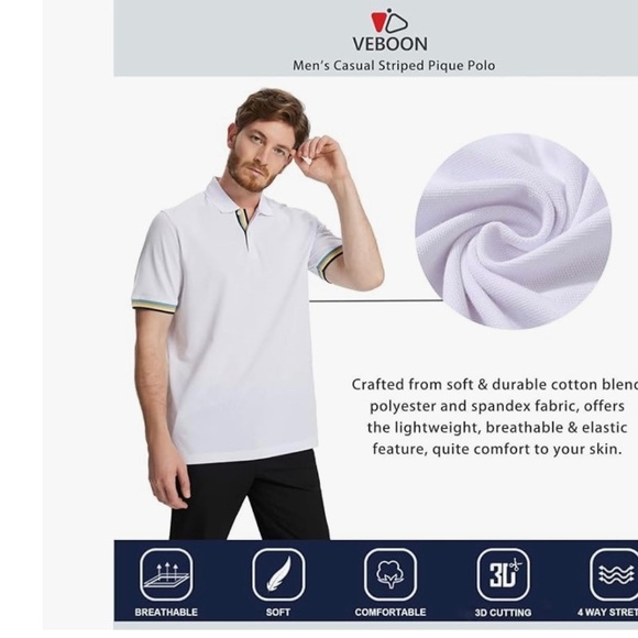 Men's Pique Polo Shirts Short Sleeve Cotton Blend Solid Casual Classic Fit Polo - Picture 5 of 6